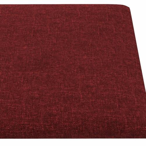 Vægpaneler 12 stk. 30x15 cm 0,54 m² stof vinrød