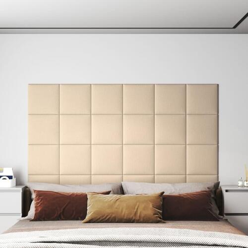 Vægpaneler 12 stk. 30x30 cm 1,08 m² stof cremefarvet