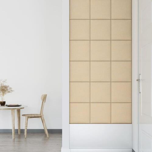 Vægpaneler 12 stk. 30x30 cm 1,08 m² stof cremefarvet