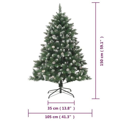 Kunstigt juletræ med juletræsfod 150 cm PVC