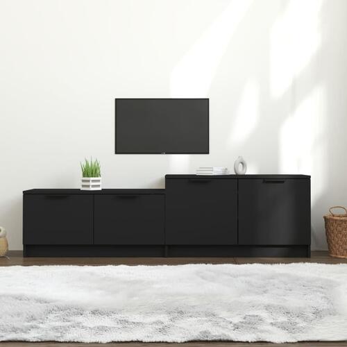 Tv-bord 158,5x36x45 cm konstrueret træ sort