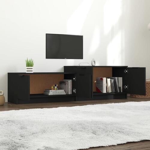 Tv-bord 158,5x36x45 cm konstrueret træ sort