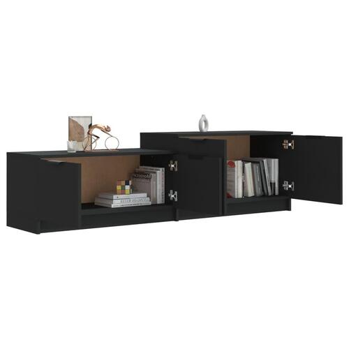 Tv-bord 158,5x36x45 cm konstrueret træ sort