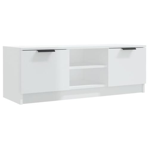 Tv-bord 102x35x36,5 cm konstrueret træ hvid højglans