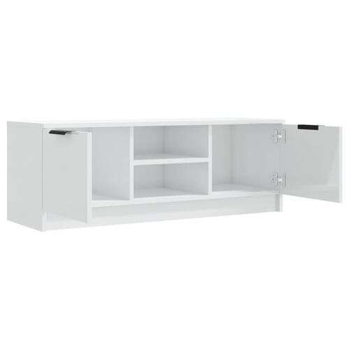 Tv-bord 102x35x36,5 cm konstrueret træ hvid højglans