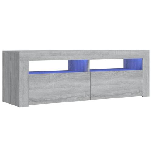 Tv-bord med LED-lys 120x35x40 cm grå sonoma-eg