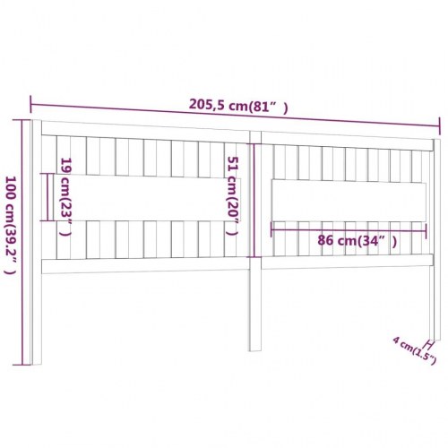 Sengegærde 205,5x4x100 cm massivt fyrretræ grå
