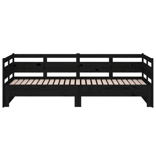 Daybed med udtræk 2x(80x200) cm massivt fyrretræ sort