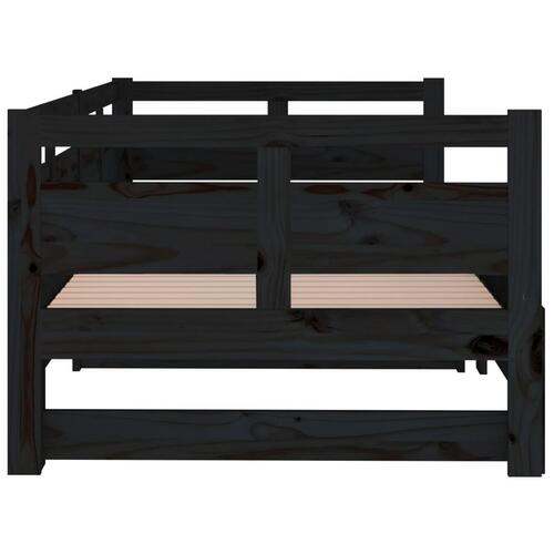 Daybed med udtræk 2x(80x200) cm massivt fyrretræ sort