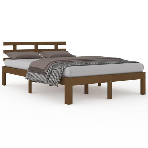 Sengeramme 150x200 cm King Size massivt træ gyldenbrun
