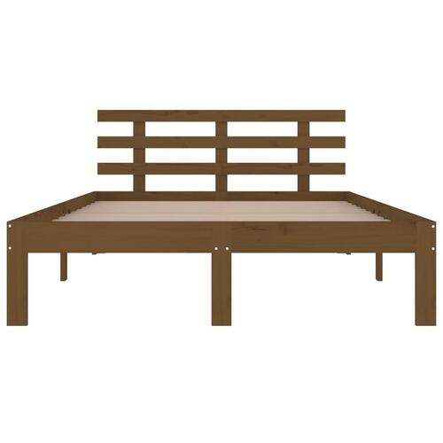 Sengeramme 150x200 cm King Size massivt træ gyldenbrun