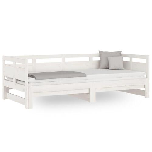 Daybed med udtræk 2x(90x200) cm massivt fyrretræ hvid