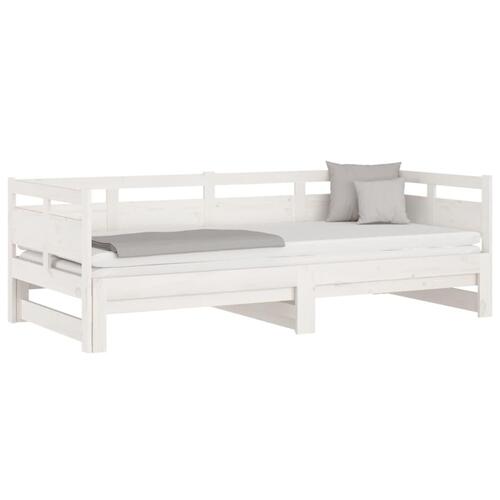 Daybed med udtræk 2x(90x200) cm massivt fyrretræ hvid
