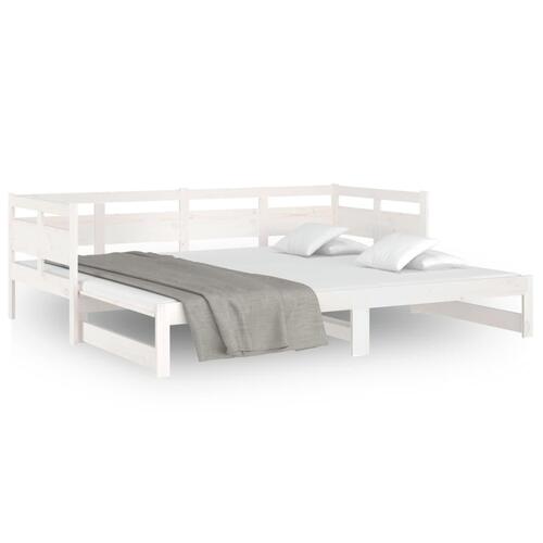 Daybed med udtræk 2x(90x200) cm massivt fyrretræ hvid