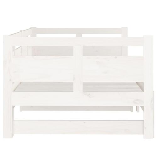 Daybed med udtræk 2x(90x200) cm massivt fyrretræ hvid