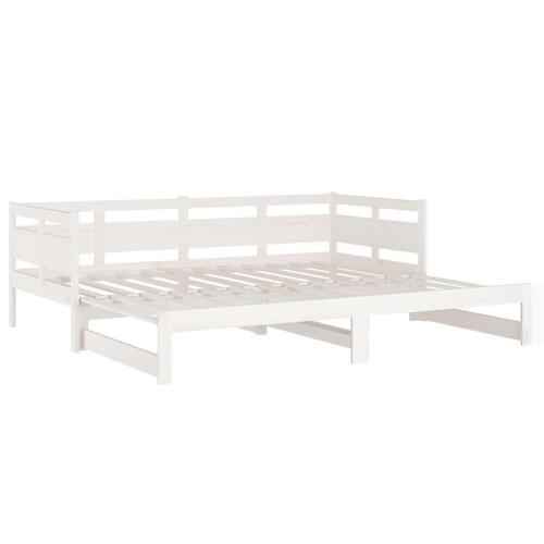 Daybed med udtræk 2x(90x200) cm massivt fyrretræ hvid