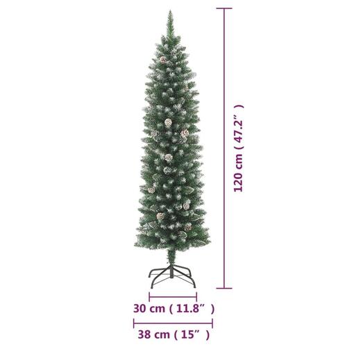 Kunstigt smalt juletræ med juletræsfod 120 cm PVC