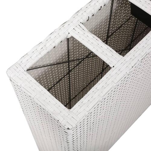 Forhøjet plantekasse med 4 krukker polyrattan hvid