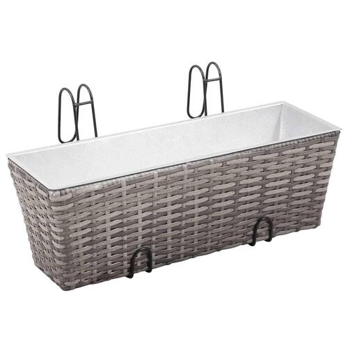 Forhøjede balkonplantekasser 2 stk. 50 cm polyrattan grå