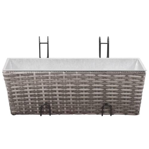 Forhøjede balkonplantekasser 2 stk. 50 cm polyrattan grå