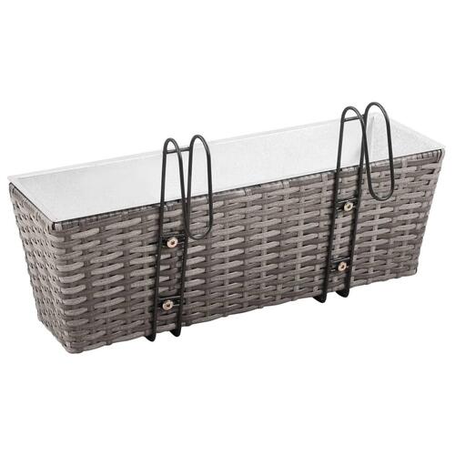 Forhøjede balkonplantekasser 2 stk. 50 cm polyrattan grå