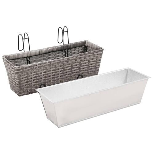 Forhøjede balkonplantekasser 2 stk. 50 cm polyrattan grå