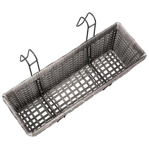 Forhøjede balkonplantekasser 2 stk. 50 cm polyrattan grå
