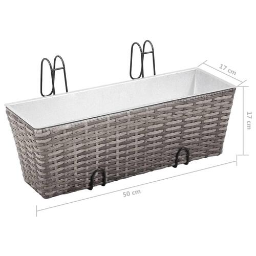 Forhøjede balkonplantekasser 2 stk. 50 cm polyrattan grå