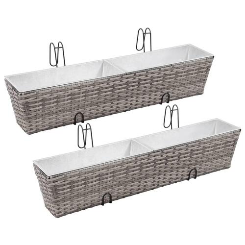 Forhøjede balkonplantekasser 2 stk. 80 cm polyrattan grå