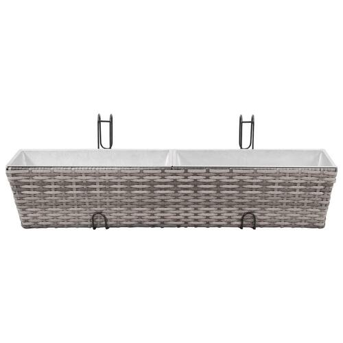 Forhøjede balkonplantekasser 2 stk. 80 cm polyrattan grå