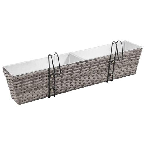 Forhøjede balkonplantekasser 2 stk. 80 cm polyrattan grå