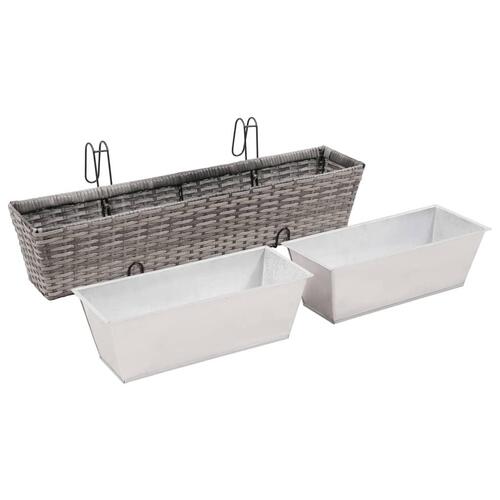 Forhøjede balkonplantekasser 2 stk. 80 cm polyrattan grå
