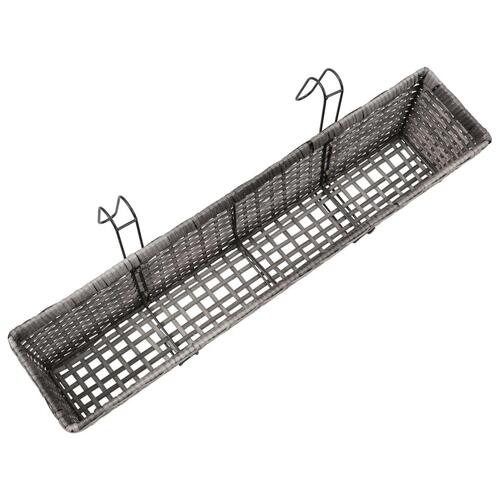 Forhøjede balkonplantekasser 2 stk. 80 cm polyrattan grå