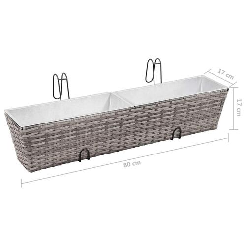 Forhøjede balkonplantekasser 2 stk. 80 cm polyrattan grå