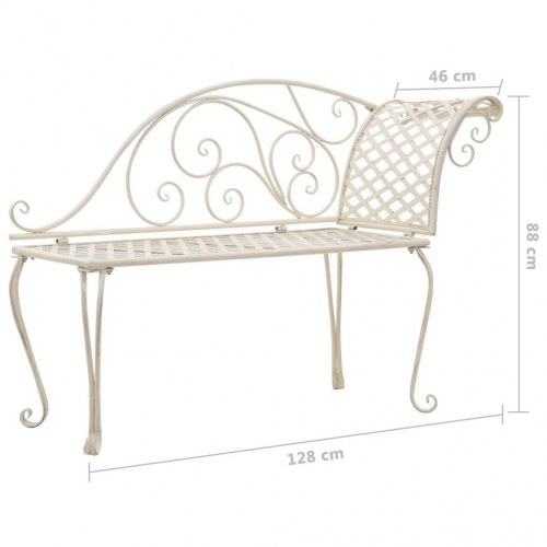 Chaiselong til haven i metal 128 cm - antik hvid