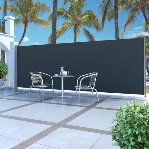 Sammenrullelig sidemarkise 160 x 500 cm sort