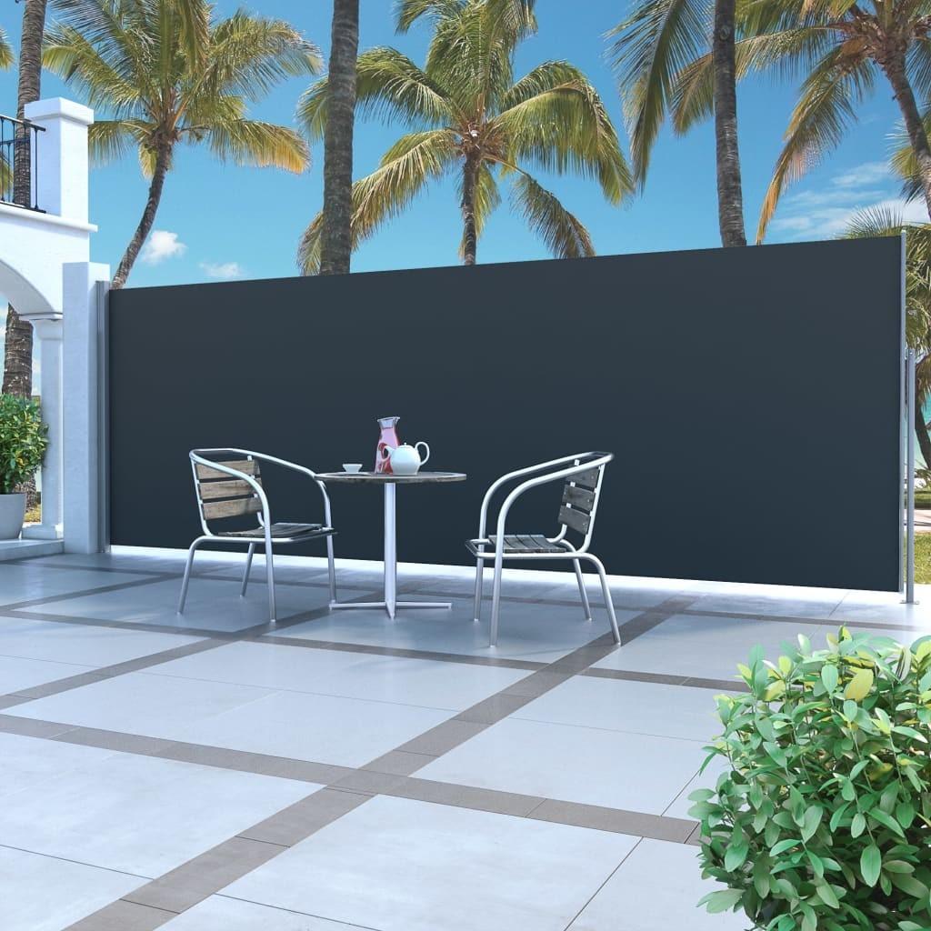 Sammenrullelig sidemarkise 160 x 500 cm sort