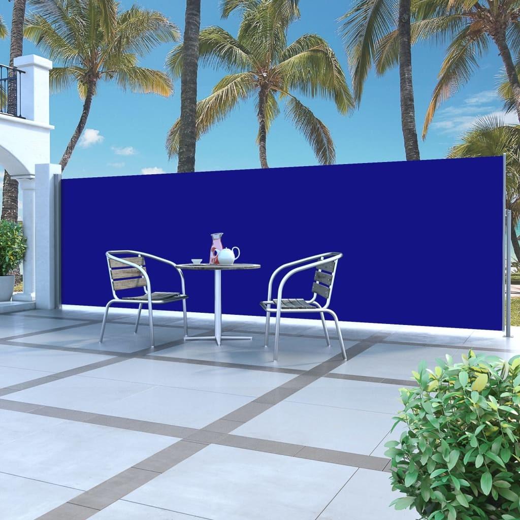 Sammenrullelig sidemarkise 160x500 cm blå