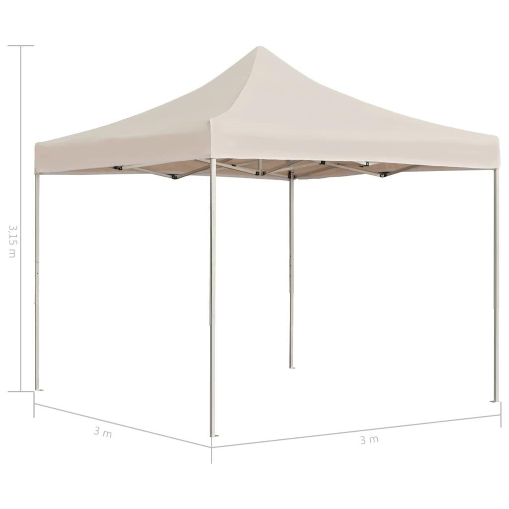 Foldbart festtelt aluminium 3 x 3 m cremefarvet