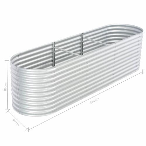 Forhøjet plantekasse 320x80x81 cm galvaniseret stål sølvfarvet