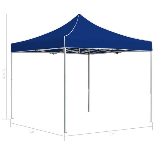 Foldbart festtelt aluminium 3 x 3 m blå