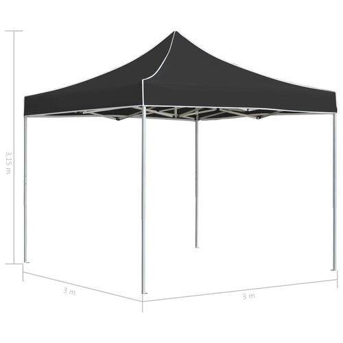 Foldbart festtelt aluminium 3 x 3 m antracitgrå