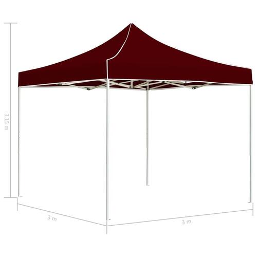Foldbart festtelt aluminium 3 x 3 m vinrød