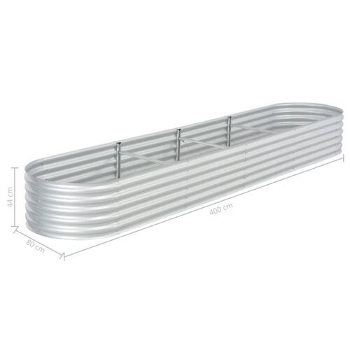 Forhøjet plantekasse 400x80x44 cm galvaniseret stål sølvfarvet