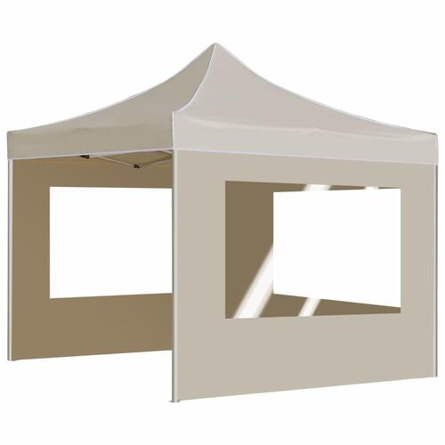 Foldbart festtelt med vægge aluminium 3 x 3 m cremefarvet