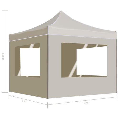 Foldbart festtelt med vægge aluminium 3 x 3 m cremefarvet