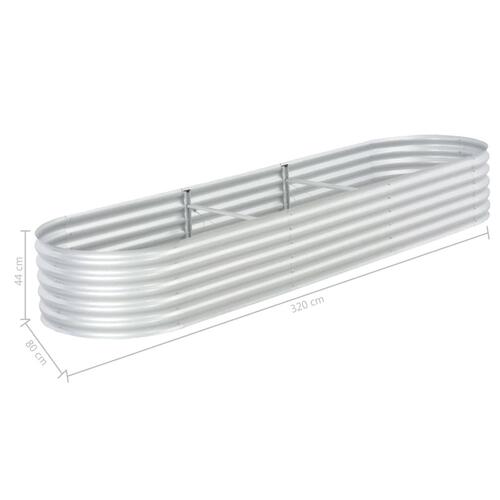 Forhøjet plantekasse 320x80x44 cm galvaniseret stål sølvfarvet