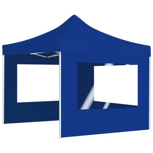 Foldbart festtelt med vægge aluminium 3 x 3 m blå