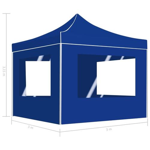 Foldbart festtelt med vægge aluminium 3 x 3 m blå