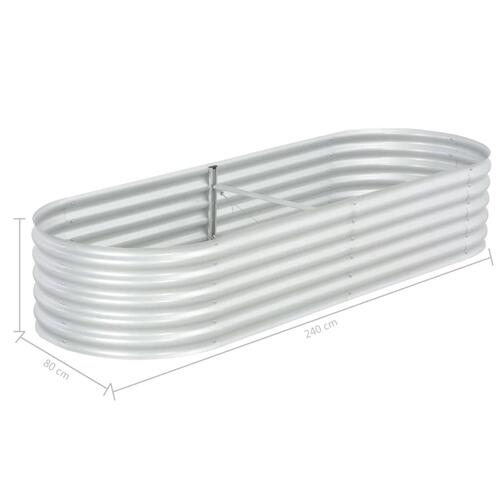 Forhøjet plantekasse 240x80x44 cm galvaniseret stål sølvfarvet